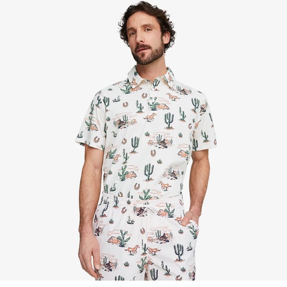 PUMA WHITE “WILD WEST” PRINT SHORT SLEEVE GOLF POLO SIZE SMALL - Picture 1 of 8